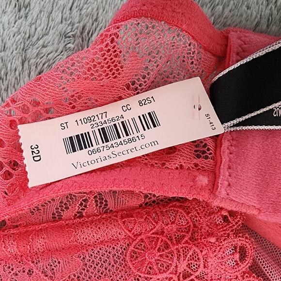 NEW Victoria's Secret Bralette 32D Pink Coral Very Sexy High Neck Lace Underwire - Picture 4 of 8